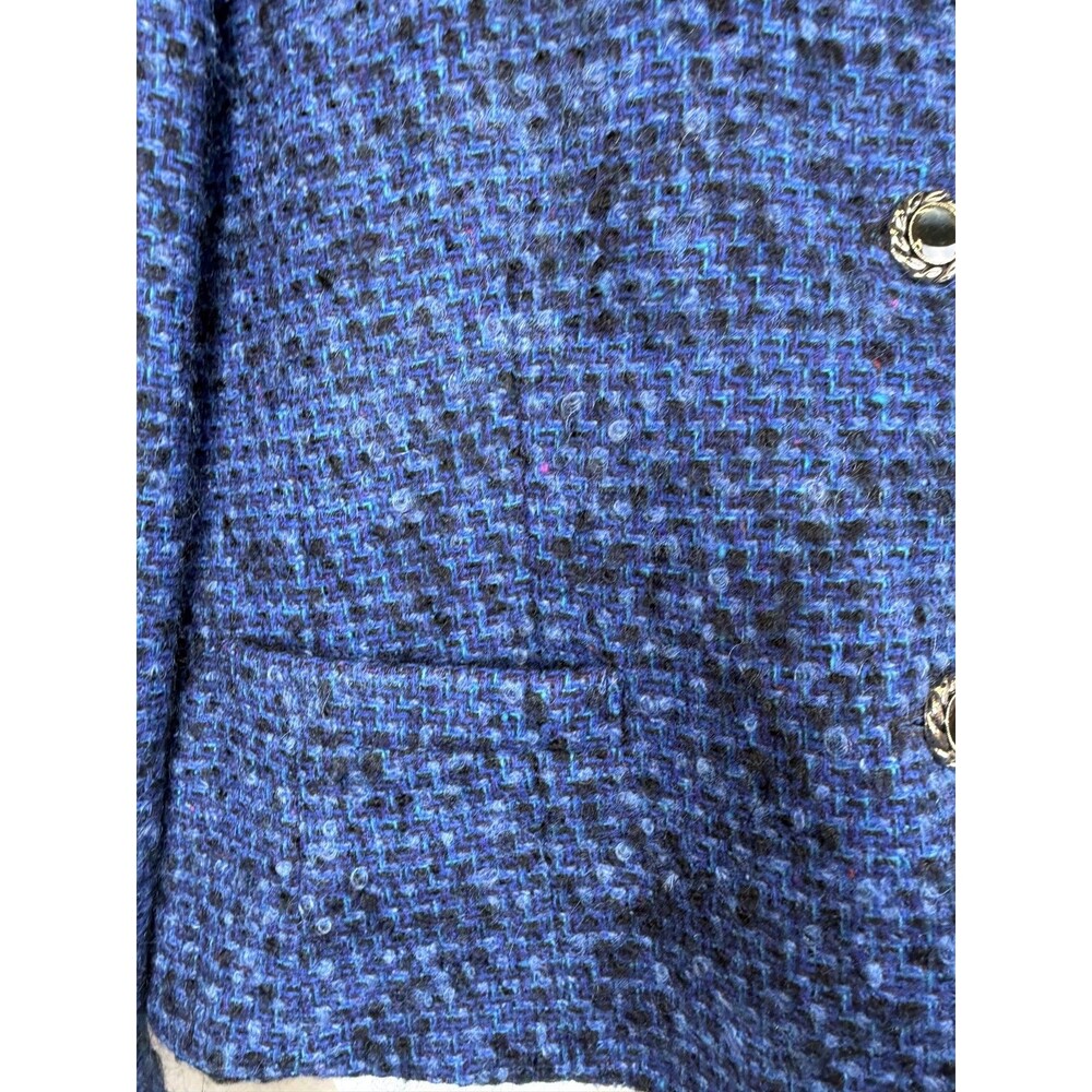 Vintage Pendleton Wool Jacket Blue Black Tweed Boucle Box Crop Large 12 14 - Picture 4 of 12